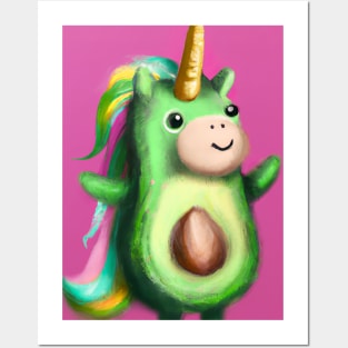 Cute Unicorn Avocado Posters and Art